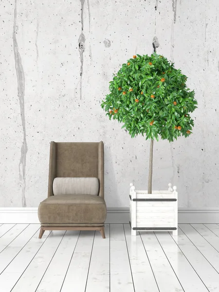 Modern parlak iç. 3D render