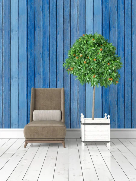 Modern parlak iç. 3D render