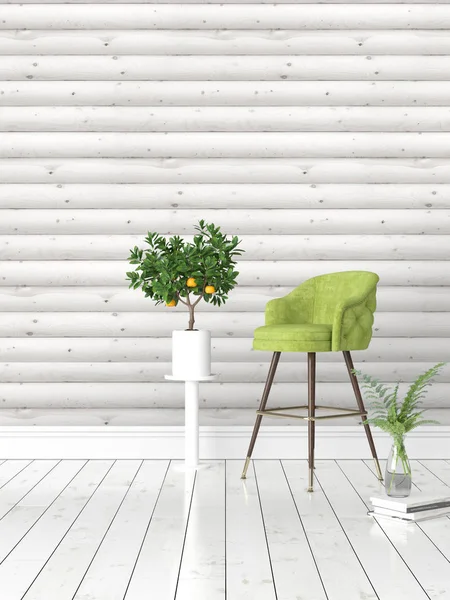 Modern parlak iç. 3D render