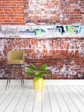 Modern parlak iç. 3D render