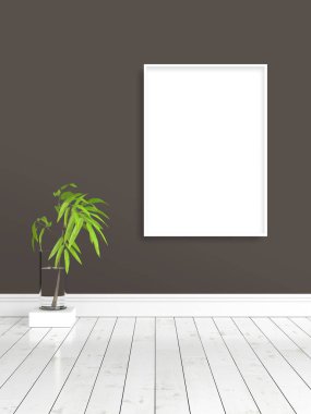 Boş çerçeve ile modern parlak iç. 3D render