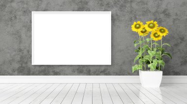 Boş çerçeve ile modern parlak iç. 3D render