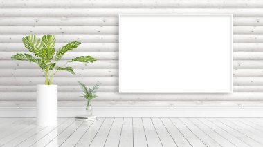 Boş çerçeve ile modern parlak iç. 3D render