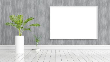 Boş çerçeve ile modern parlak iç. 3D render