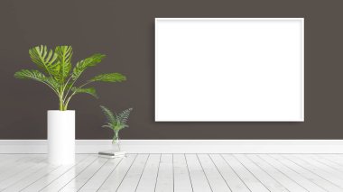 Boş çerçeve ile modern parlak iç. 3D render