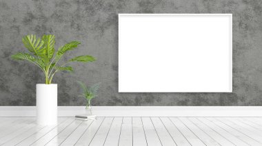 Boş çerçeve ile modern parlak iç. 3D render