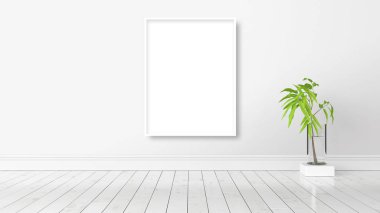 Boş çerçeve ile modern parlak iç. 3D render