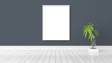 Boş çerçeve ile modern parlak iç. 3D render