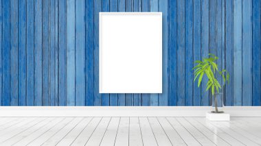 Boş çerçeve ile modern parlak iç. 3D render