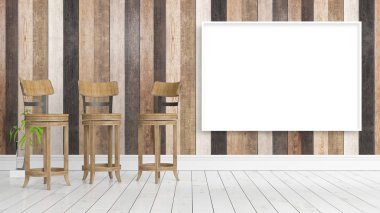 Boş çerçeve ile modern parlak iç. 3D render