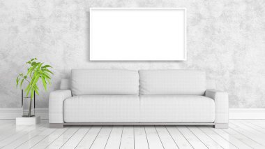 Boş çerçeve ile modern parlak iç. 3D render