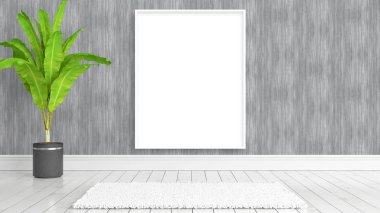Boş çerçeve ile modern parlak iç. 3D render