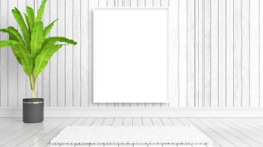 Boş çerçeve ile modern parlak iç. 3D render