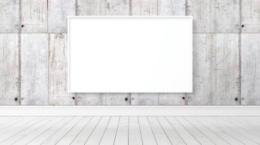 Boş çerçeve ile modern parlak iç. 3D render