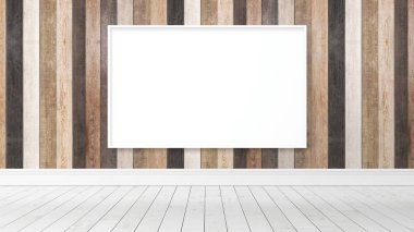 Boş çerçeve ile modern parlak iç. 3D render