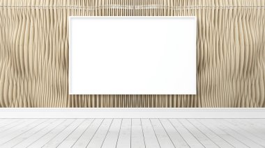 Boş çerçeve ile modern parlak iç. 3D render