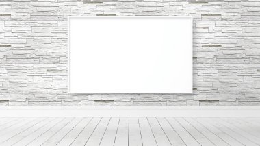 Boş çerçeve ile modern parlak iç. 3D render