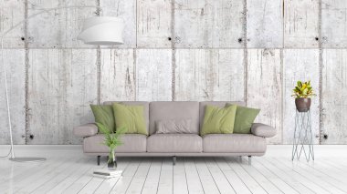 Modern parlak iç. 3D render