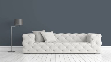 Modern parlak iç. 3D render