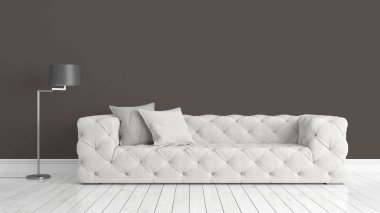 Modern parlak iç. 3D render