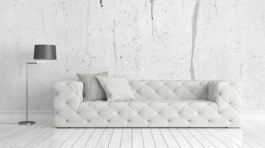 Modern parlak iç. 3D render