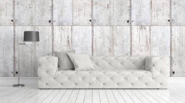 Modern parlak iç. 3D render