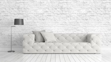 Modern parlak iç. 3D render