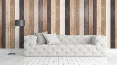 Modern parlak iç. 3D render