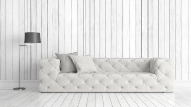 Modern parlak iç. 3D render