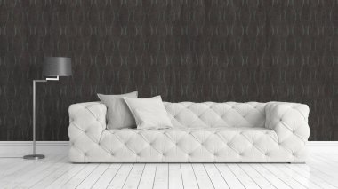 Modern parlak iç. 3D render