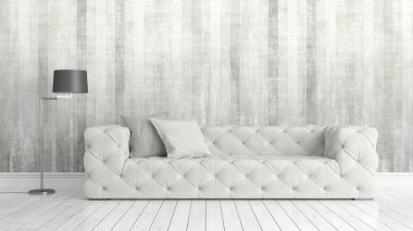 Modern parlak iç. 3D render