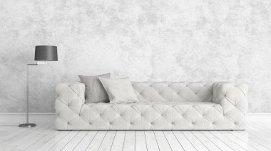 Modern parlak iç. 3D render