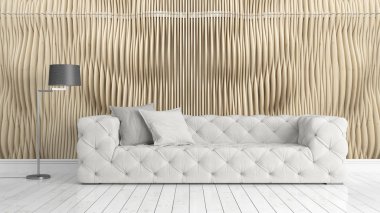 Modern parlak iç. 3D render