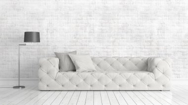 Modern parlak iç. 3D render