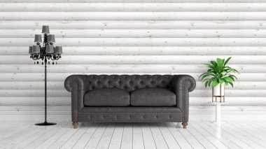 Modern parlak iç. 3D render