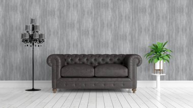 Modern parlak iç. 3D render