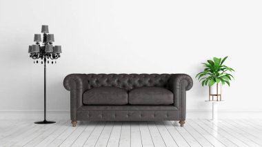 Modern parlak iç. 3D render