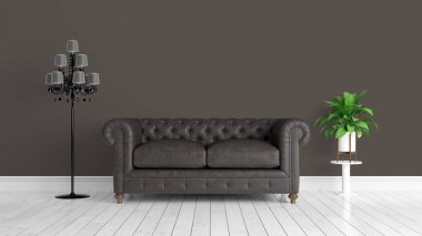 Modern parlak iç. 3D render