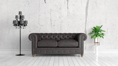 Modern parlak iç. 3D render