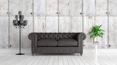 Modern parlak iç. 3D render