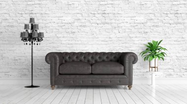 Modern parlak iç. 3D render