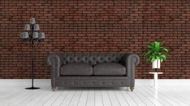 Modern parlak iç. 3D render