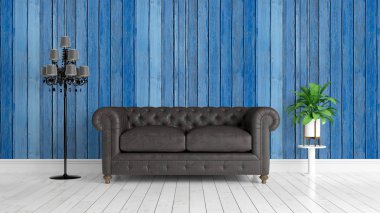 Modern parlak iç. 3D render