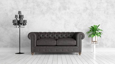 Modern parlak iç. 3D render