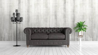 Modern parlak iç. 3D render