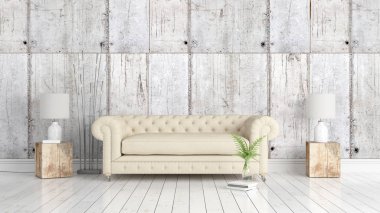 Modern parlak iç. 3D render