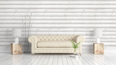 Modern parlak iç. 3D render