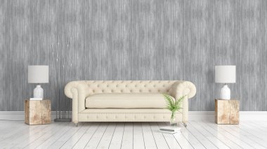 Modern parlak iç. 3D render