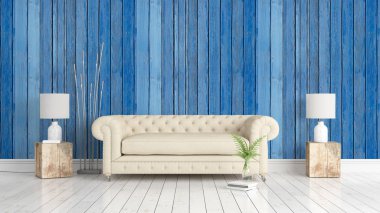 Modern parlak iç. 3D render