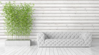 Modern parlak iç. 3D render